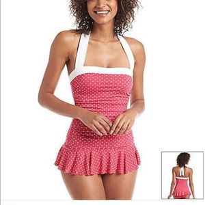 Lauren/Ralph Lauren Polka Dot skirted swim suit
